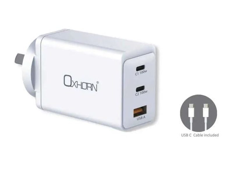 Oxhorn 100W Power Deliver 3 Port GaN Charger - White