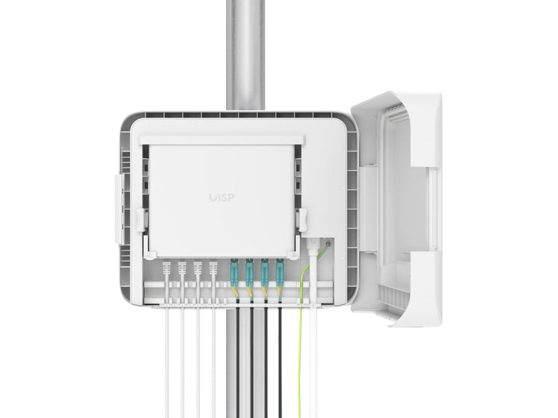 Ubiquiti UISP Box Plus, IPX6-rated Water Resistance, Enclosure for UISP Switch Plus, Pole /Wall-mount, Includes Fiber Strain Relief Kit,