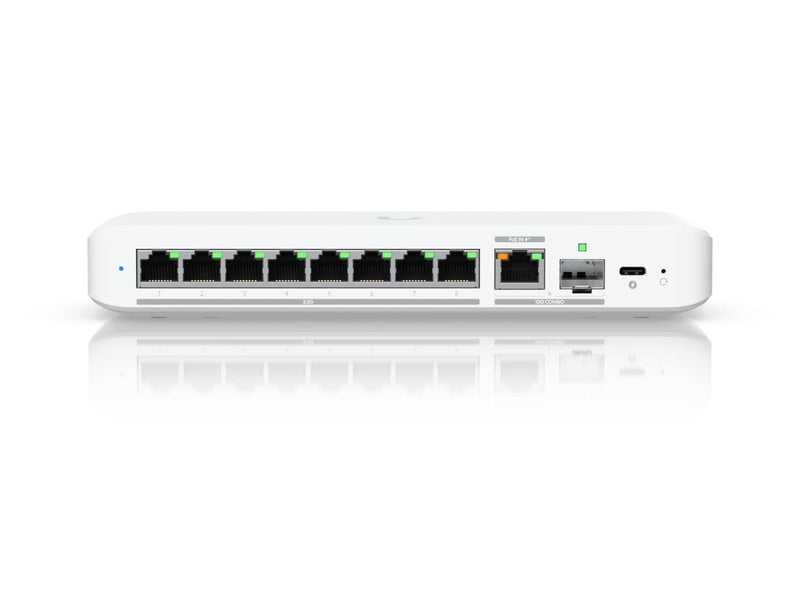 Ubiquiti Flex 2.5G, Flexible, 8-port 2.5 GbE Switch,10 GbE RJ45/SFP+ Combination Uplink Port, Powered With USB-C /PoE+ adapter, USW-FLEX-2.5G-8