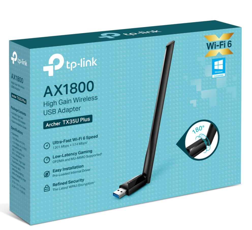TP-Link Archer TX35U Plus AX1800 High Gain Dual Band Wi-Fi 6 USB Adapter Archer TX35U Plus