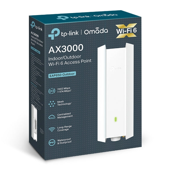 TP-Link Omada EAP650-Outdoor AX3000 Indoor/Outdoor Dual-Band Wi-Fi 6 Access Point EAP650-Outdoor