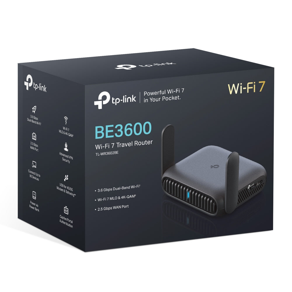 TP-Link TL-WR3602BE BE3600 Dual-Band Wi-Fi 7 Portable Travel Router TL-WR3602BE