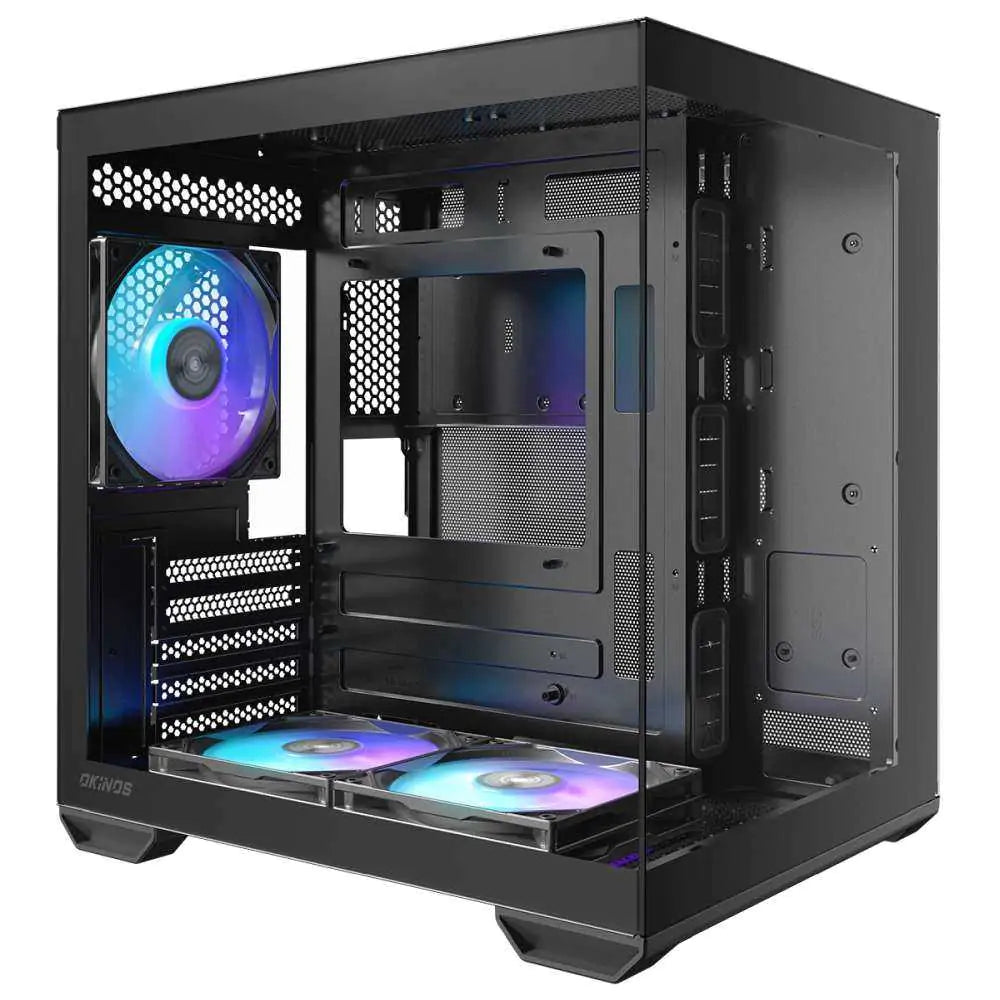 Okinos Mirage 4 TG ARGB Mini-Tower mATX Case - Black CAO-M4ARGB-BK