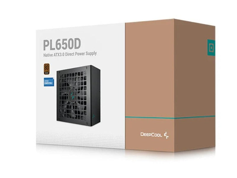 DeepCool PL650D 650W 80+ Bronze Certified Non-Modular ATX Power Supply Direct Cable , 120mm Fan, DC to DC, ATX3.1, 100,000 MTBF, 85% Efficiency