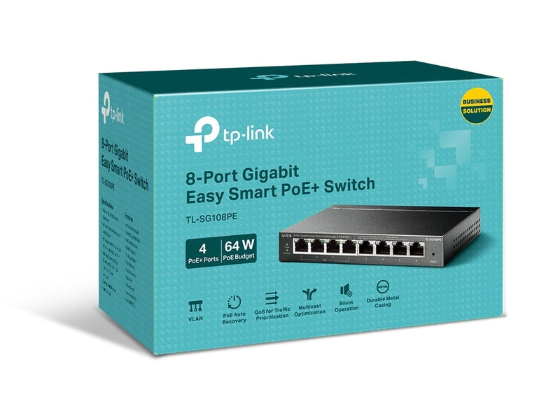 TP-Link TL-SG108PE 4-Port PoE+ 64W Gigabit Easy Smart Switch with 4-Port RJ45