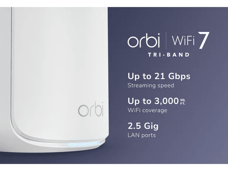 NETGEAR Orbi RBE870-100APS Wi-Fi 7 Add on Satellite System, 1 Pack