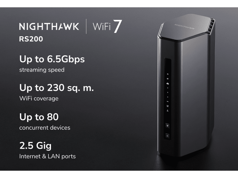 NETGEAR RS200 Nighthawk WiFi 7 BE6500 Dual-Band WiFi 7 6.5Gbps Router