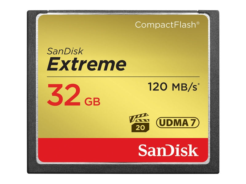 SanDisk Extreme CompactFlash Memory Card 32GB, VPG20, UDMA 7, 120MB/s R, 85MB/s W