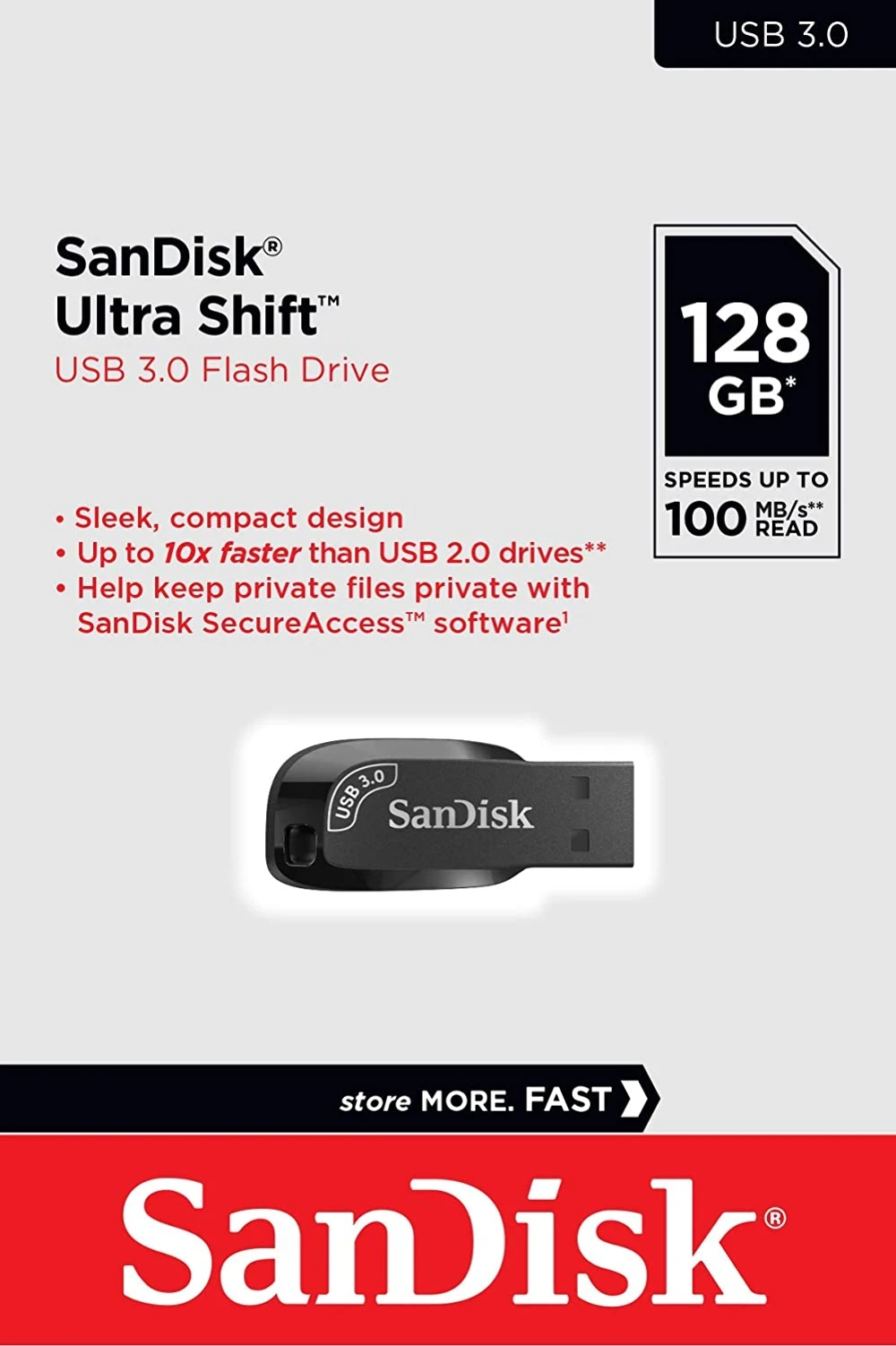 SanDisk® 128GB Ultra Shift™ USB 3.0 Flash Drive