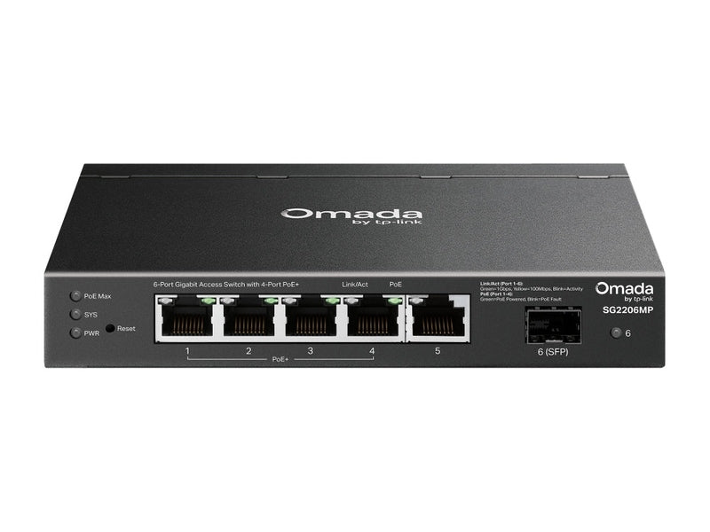 TP-Link SG2206MP Omada 6-Port Access Gigabit Switch with 4-Port PoE+