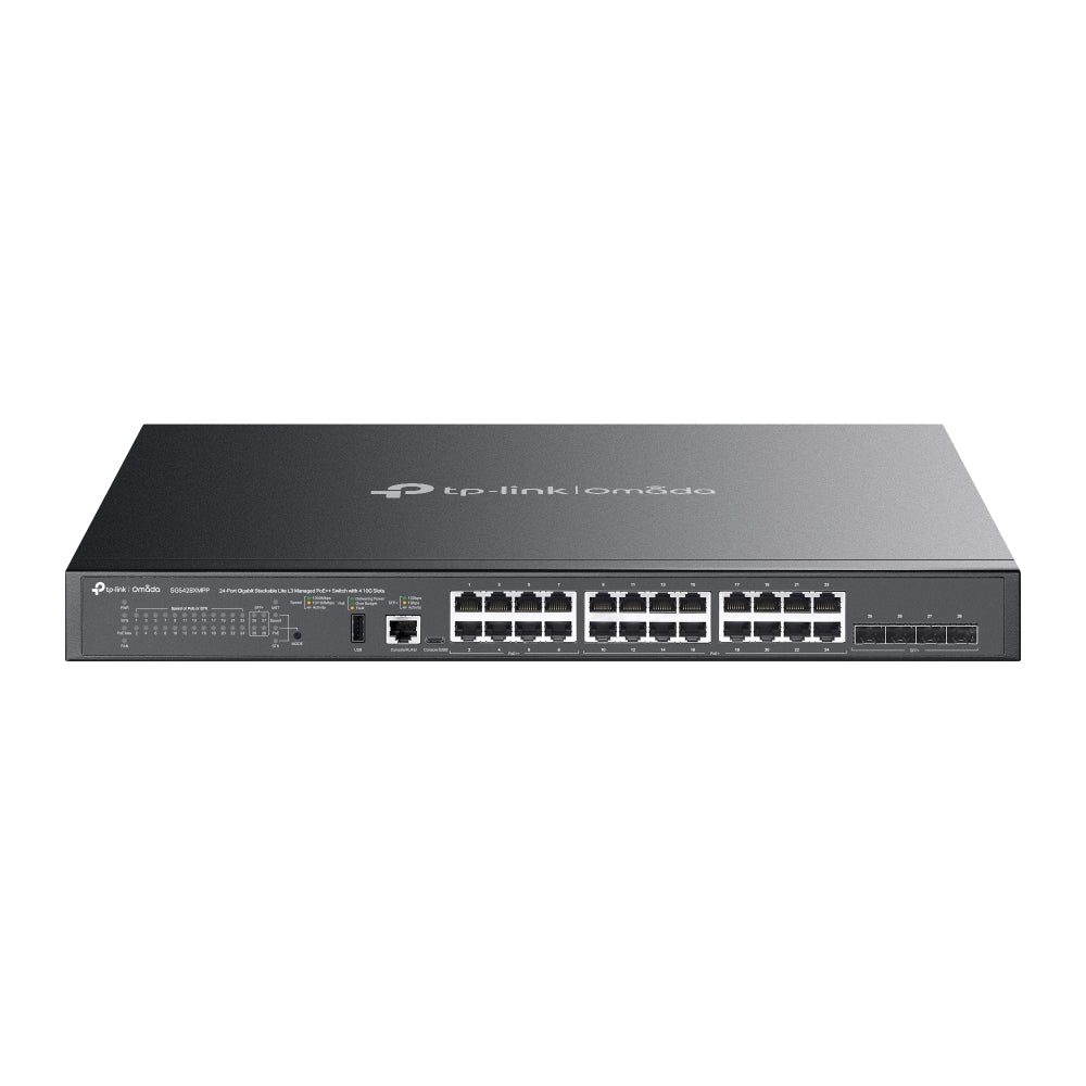 TP-Link SG5428XMPP Omada 24-Port Gigabit Stackable Lite L3 Managed PoE++ Switch with 4Ã— 10G Slots