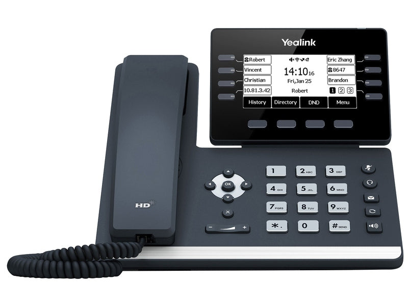 Yealink SIP-T53W, 12 Line IP HD Phone, 3.7" 360 x 160 greyscale screen, HD voice, Dual Gig Ports, Built in Bluetooth and WiFi, USB 2.0 Port, SBC Ready