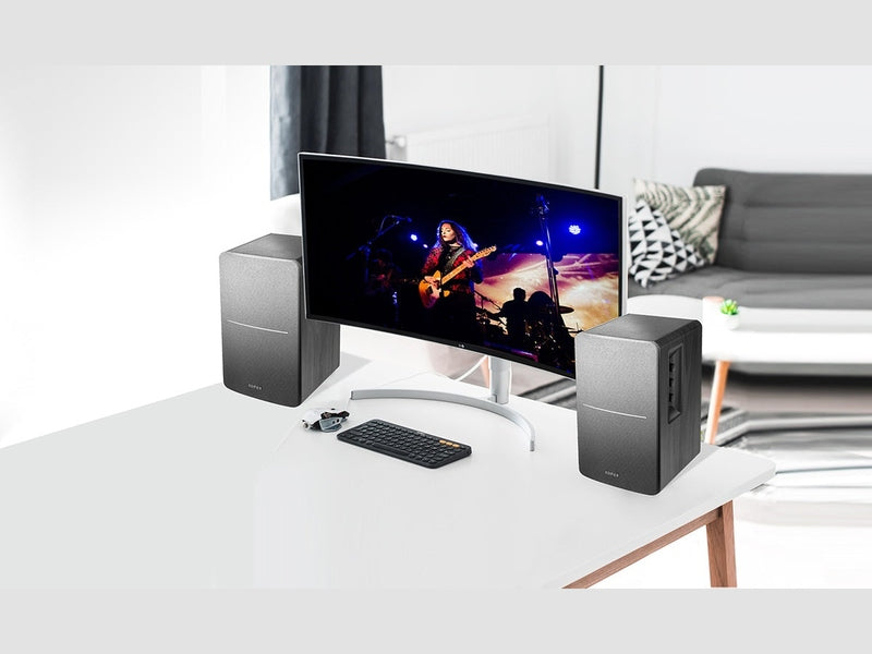 Edifier R1280T Lifestyle Bookshelf Speakers Black - 3.5mm AUX/Dual RCA, 42W, MDF Wooden Enclosure