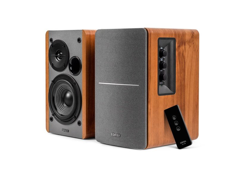 Edifier R1280T - 2.0 Bluetooth Lifestyle Bookshelf Speakers Brown - 3.5mm AUX/Dual RCA, 42W, MDF Wooden Enclosure