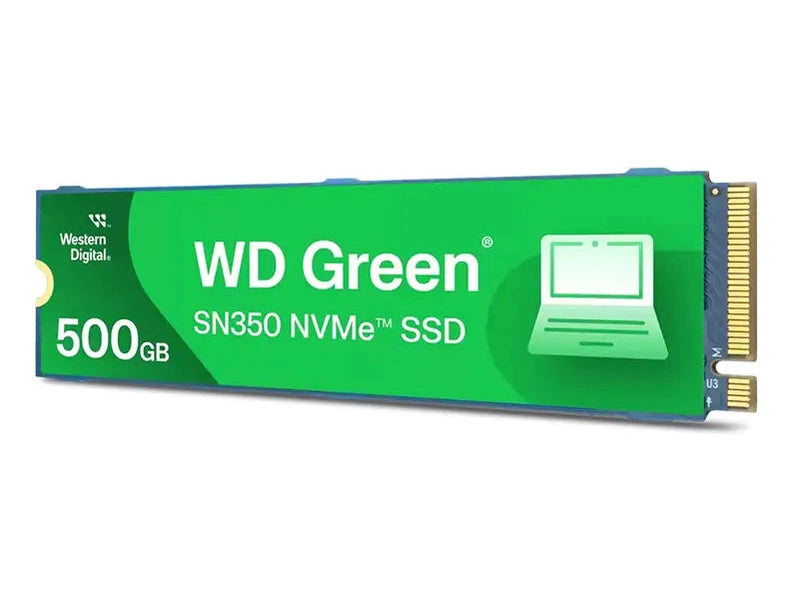 Western Digital WD Green SN350 500GB M.2 NVMe SSD PCIe 3.0x4 2400MB/s 1500MB/s R/W 300K/300K IOPS 60TBW 1M Hrs MTTF 3Y WTY