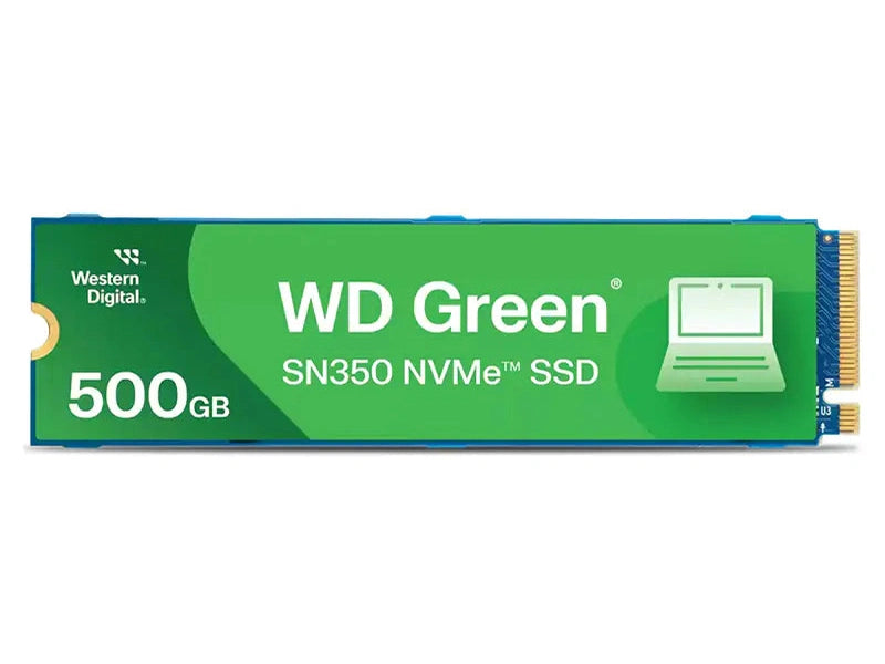 Western Digital WD Green SN350 500GB M.2 NVMe SSD PCIe 3.0x4 2400MB/s 1500MB/s R/W 300K/300K IOPS 60TBW 1M Hrs MTTF 3Y WTY