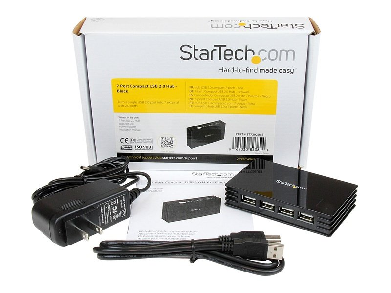 StarTech USB Hub USB External Black 7 Total USB Ports