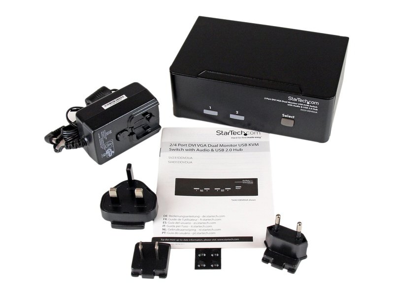 StarTech 2 Port KVM Switch DVI And VGA w/ Audio And USB 2.0 Hub