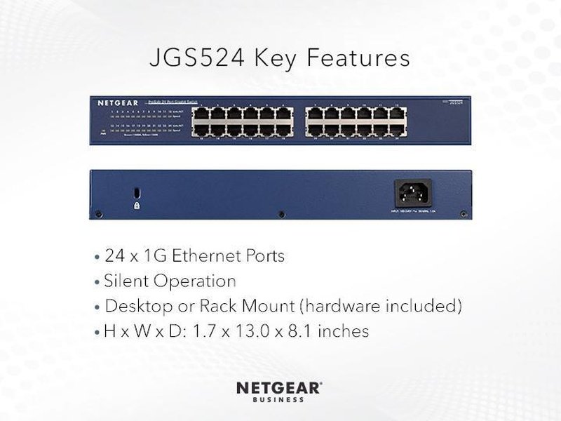 Netgear JGS524 Prosafe 24 Port Gigabit Ethernet Unmanaged Switch