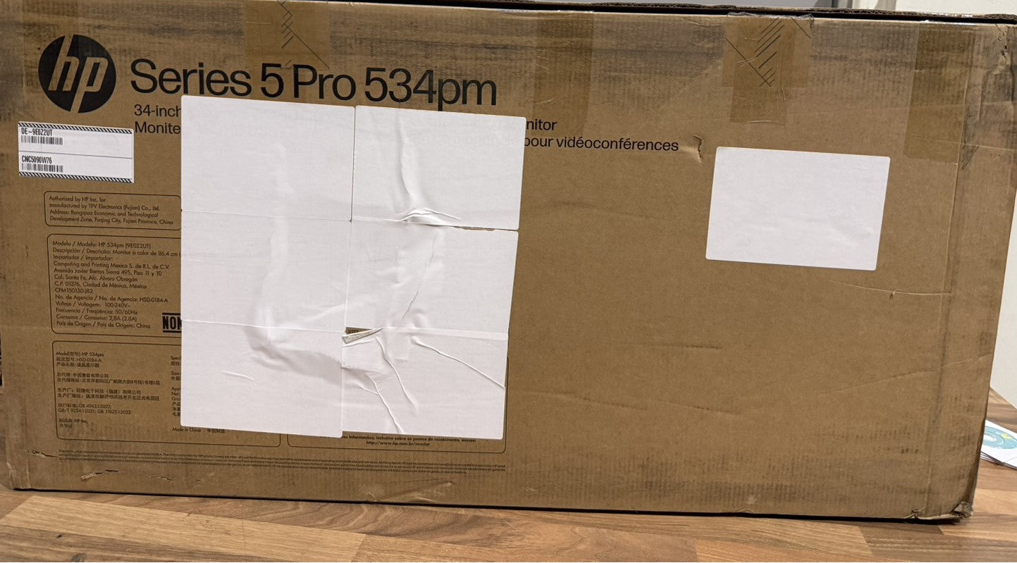 HP Series 5 Pro 34" WQHD Curved 21:9 Monior with Webcam and Built-in Speaker- 534pm OPEN