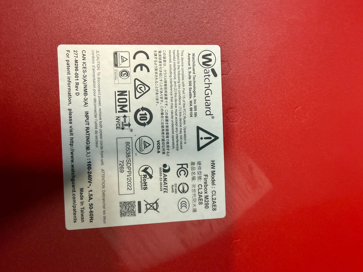 WatchGuard FireBox M290 *used with 1 Year Warranty
