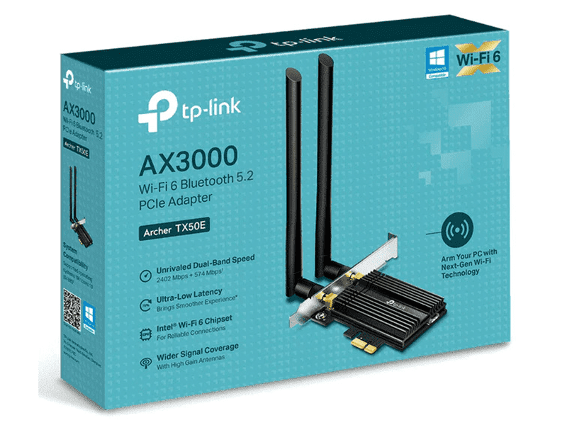 TP-Link Archer TX50E AC3000 WiFi 6 Bluetooth 5.2 PCIe Adapter