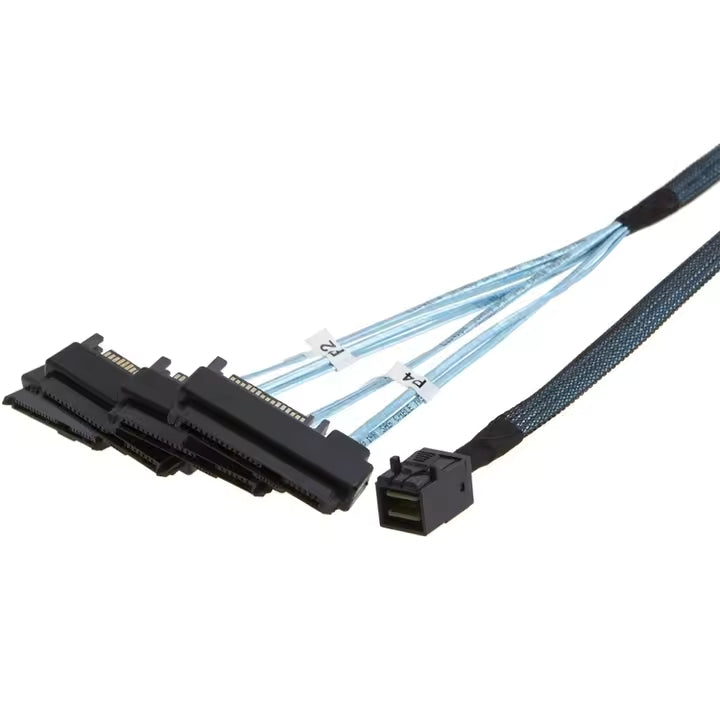 1M Internal Mini SAS HD SFF-8643 to 4 29pin SFF-8482 Connectors with SAS 15pin Power Port 12GB/S Cable