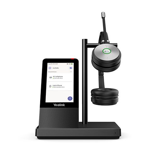 Yealink DECT Wireless WH66 MS Stereo Headset with 4" Touch Screen Controller Base