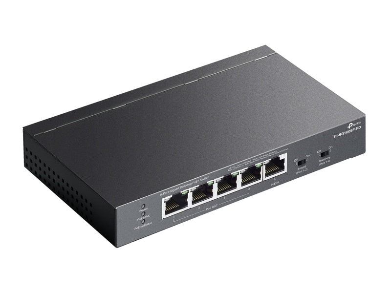 TP-Link TL-SG1005P-PD 5-Port Gigabit Desktop PoE/PoE+ Extender - No Power Adapter