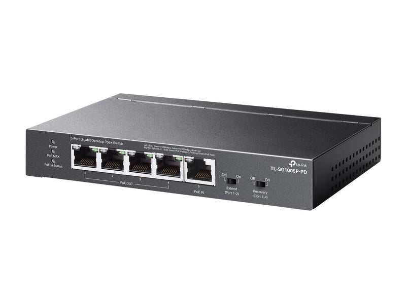 TP-Link TL-SG1005P-PD 5-Port Gigabit Desktop PoE/PoE+ Extender - No Power Adapter