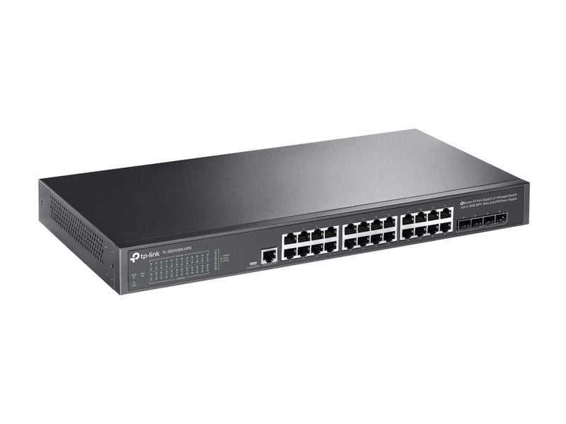 TP-Link SG3428X-UPS JetStream 24-Port Gigabit L2+ Managed Switch with 4 10GE SFP+ Slots and UPS Power Supply