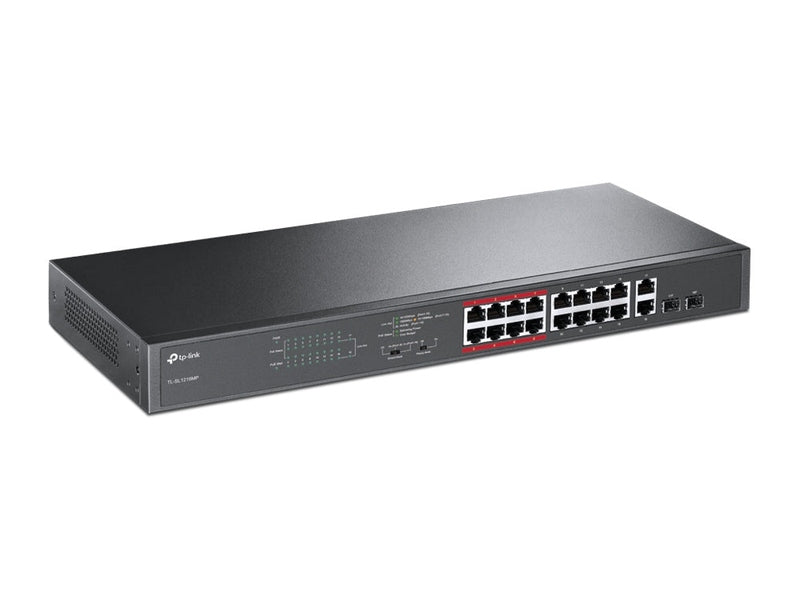 TP-Link TL-SL1218MP 16-Port PoE+ 250W Gigabit Rackmount Switch with 2× Gigabit RJ45 ports