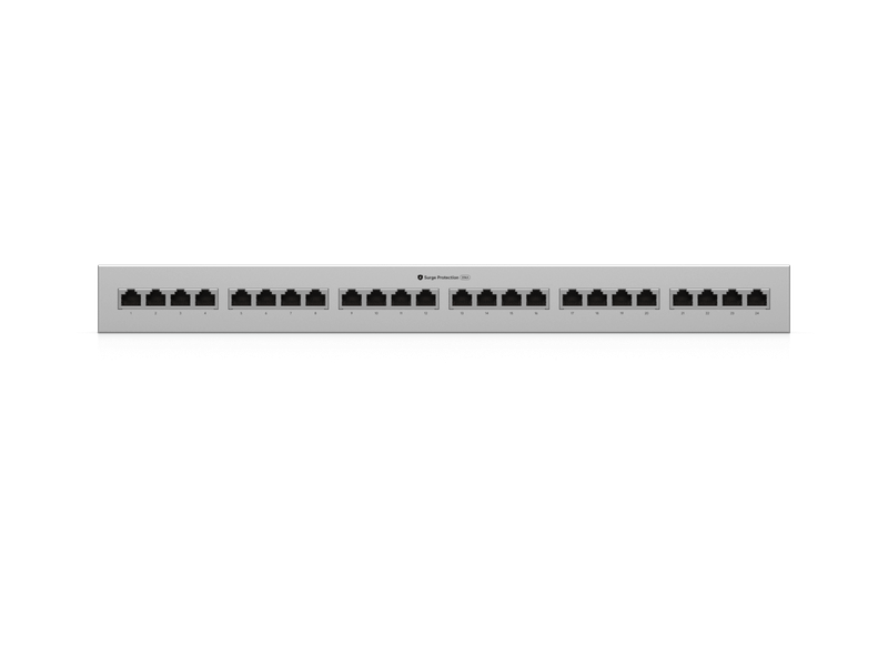 Ubiquiti Ethernet Surge Protection,Rack-mount Indoor Panel Supports Up To 10 GbE, PoE++, 20kA Surge Discharge/Port,24-port Integrated,1U Rack-mount