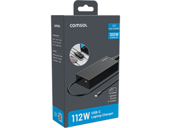 Comsol 112W USB-C Laptop Charger with USB-A Port UC112CAB