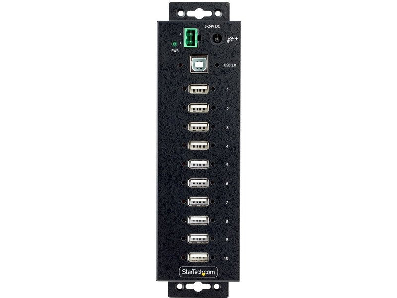 StarTech 10-Port Industrial USB 2.0 Hub Rugged USB Hub w/ESD Level 4 Protection