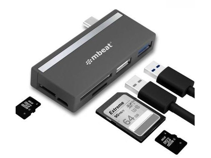 mbeat® Essential 5-IN-1 USB- C Hub USB hub 2.0, 3.0, SD/TF Card Reader Supports SDXC, MicroSDXC