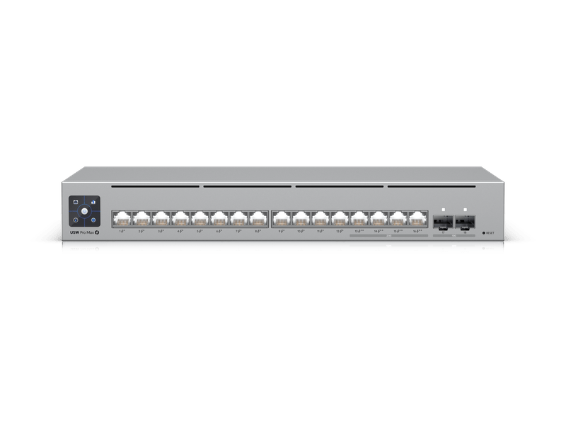 Ubiquiti UniFi Network,Pro Max 16 PoE Switch,16-port, Layer 3 Etherlighting, 2.5 GbE, PoE++ Output, Versatile Mounting Option,180W PoE,