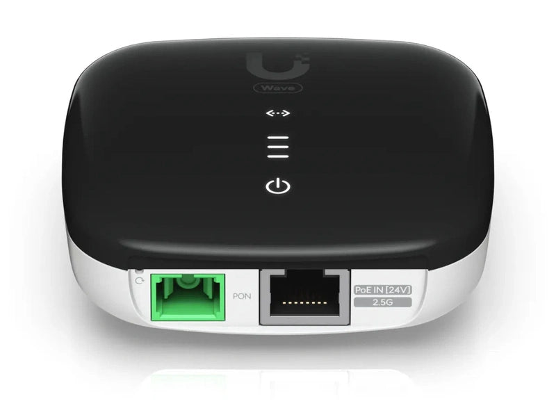Ubiquiti WaveFiber ONU, A GPON Optical Network Unit With A 2.5 GbE Port, Delivers 1.2 Gbps Uplink / 2.5 Gbps Downlink Speeds At Distances Up To 20