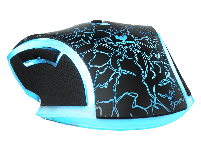 RAPOO V20S Wired LED Optical Gaming Mouse Black - Up to 3000dpi 16m Colour 5 Programmable Buttons LS