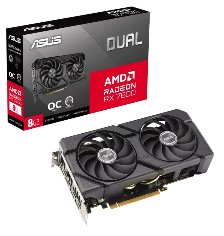 ASUS AMD Radeon DUAL-RX7600-O8G-EVO Edition 8GB GDDR6 2715 MHz Boost Clock VRAM 18Gbps, 3x DP, 1x HDMI