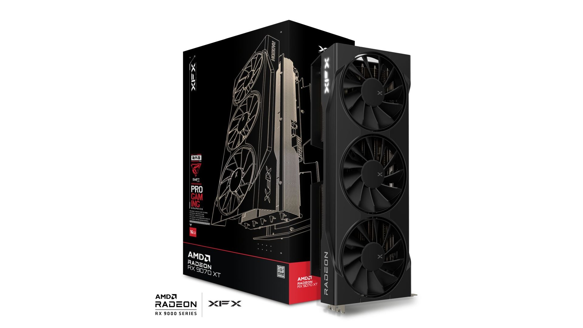 XFX AMD Radeon RX 9070XT Swift Triple Fan Gaming Edition with 16GB GDDR6 HDMI 3xDP Video Card