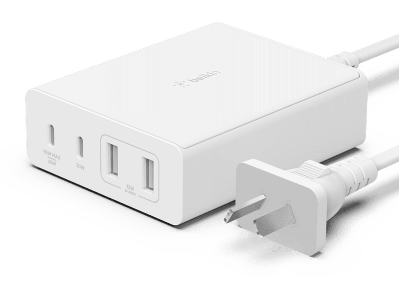 Belkin 4 Port USB-C GAN Charger USB-C 2 USB-A 2 108W 2M Cord White