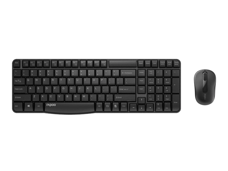 RAPOO X1800S 2.4GHz Wireless Optical Keyboard Mouse Combo Black - 1000DPI Nano Receiver 12m Battery Black