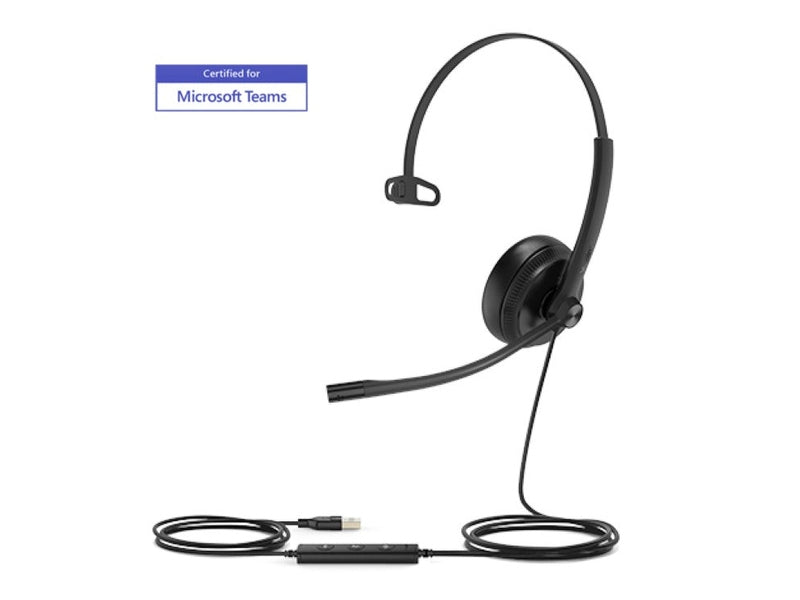 Yealink Wired UH34 MS Mono Headset, Noise Cancelling Mic, Leather Cushion, USB-A