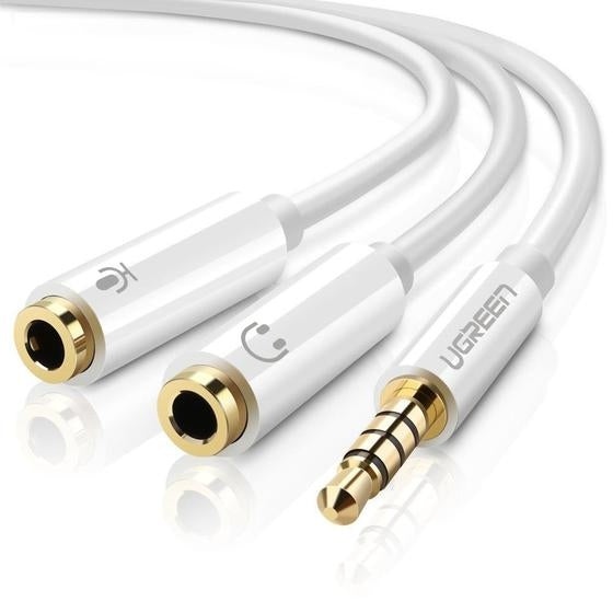UGREEN 3.5mm Male to Dual 3.5mm FemaleHeadset Splitter White 10789