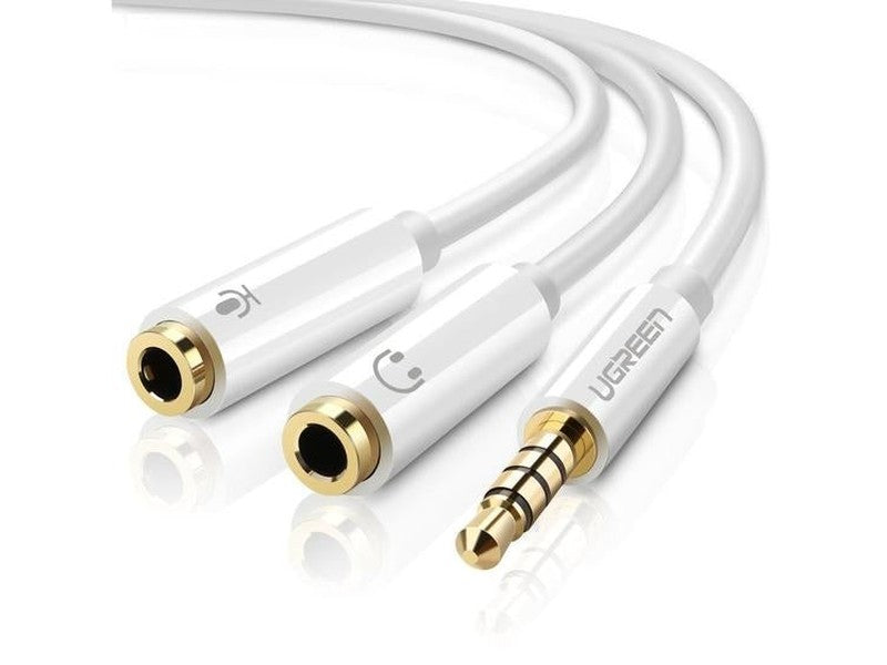 UGREEN 3.5mm Male to Dual 3.5mm FemaleHeadset Splitter White 10789