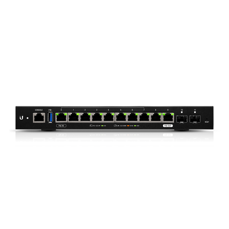 Ubiquiti EdgeRouter 12 - 10-Port Gigabit Router, 2 SFP Ports- 24v Passive PoE In and Out Limited