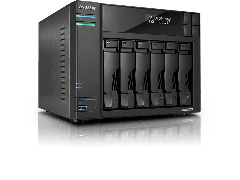 Asustor Lockerstor 6 Gen2+ AS6706T v2 6 Bay NAS, Quad-Core 2.0GHz 2x 5GbE, 8GB 4x M.2 SSD Slots Diskless