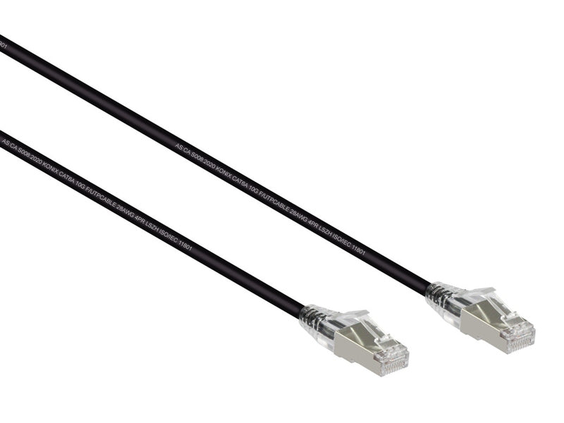 10m Black Ultra Thin CAT6A 10G F/UTP Ethernet Network Cable