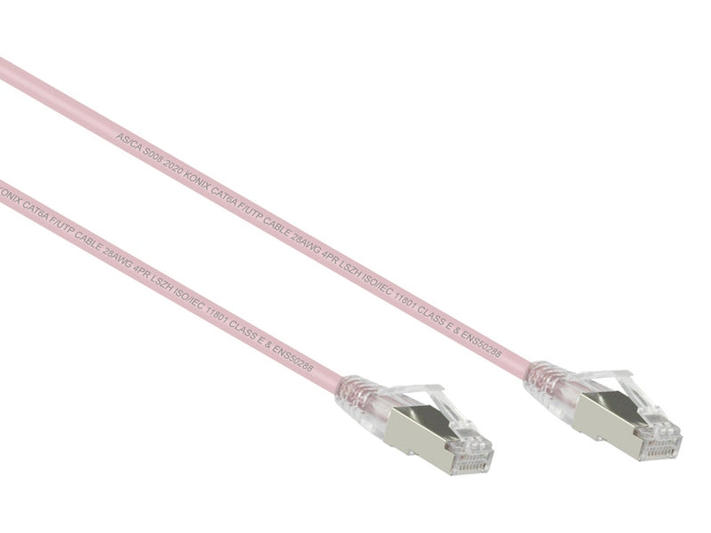 5m Pink Ultra Thin CAT6A 10G F/UTP Ethernet Network Cable